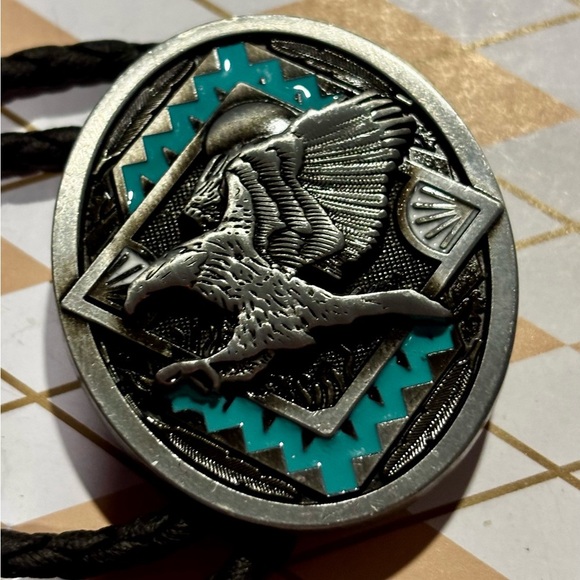 Dragon Design vintage style Bolo Tie with Turquoise Accent - Picture 6 of 12